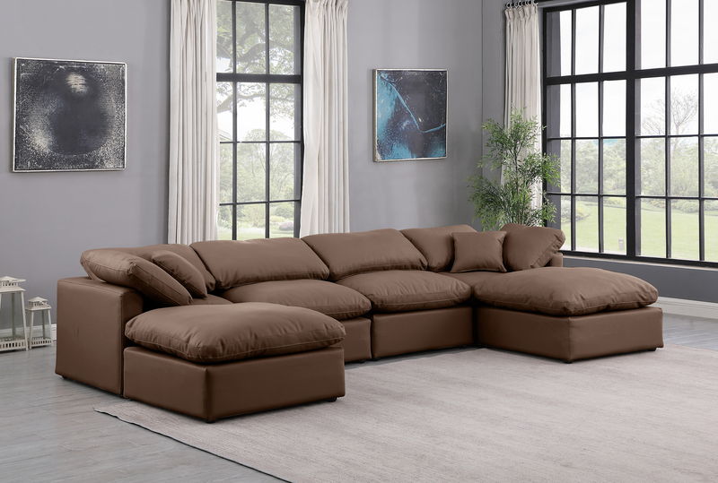 Indulge - Faux Leather 6 Piece Modular Double Chaise Sectional