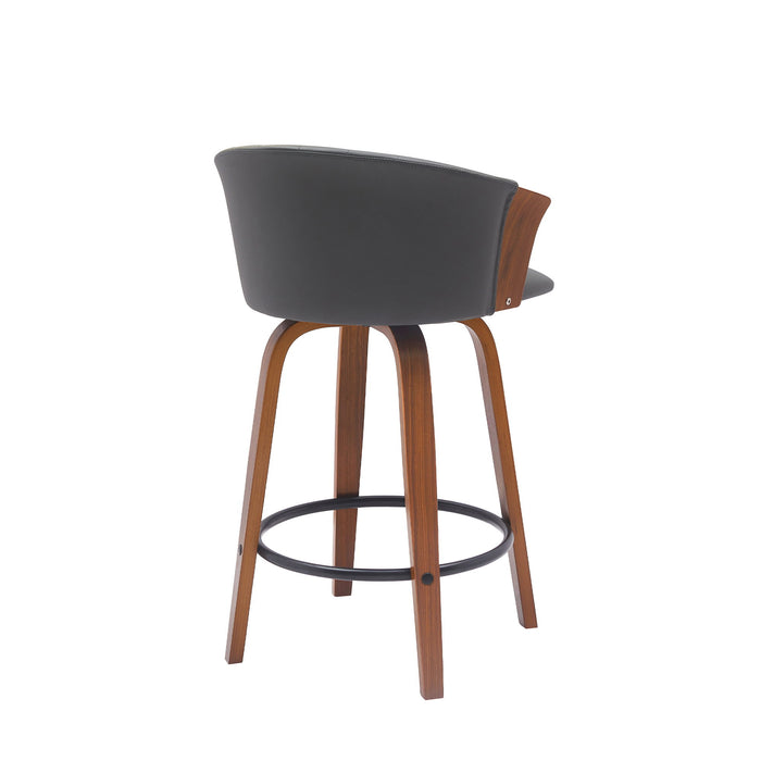 Diana - Swivel Walnut Wood Faux Leather Counter Stool - Simple Home Plus