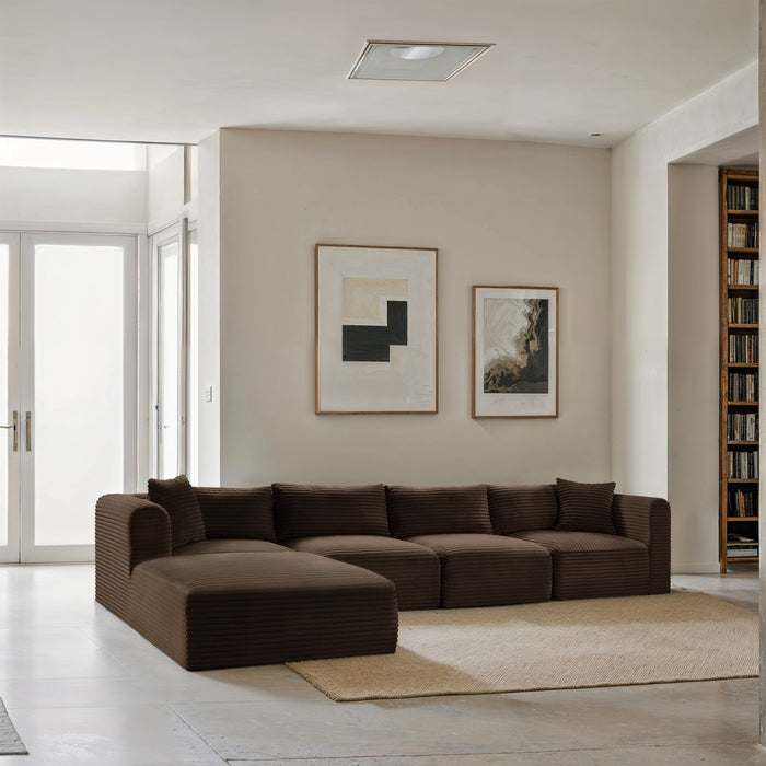 Shaggy - 5 Piece Modular Sectional With Ottoman - Simple Home Plus