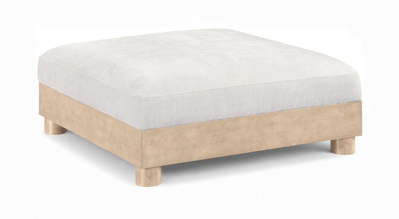 Turin - Chenille Fabric Upholstered Modular Ottoman - Natural Base - Simple Home Plus