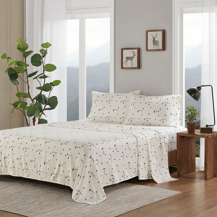 Cotton Flannel - Queen Sheet Set - Black Pine Trees - Simple Home Plus