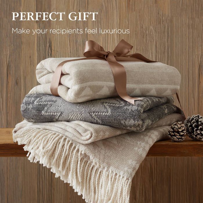 Alberta - Cotton Blend Throw - Neutral Aztec - Simple Home Plus