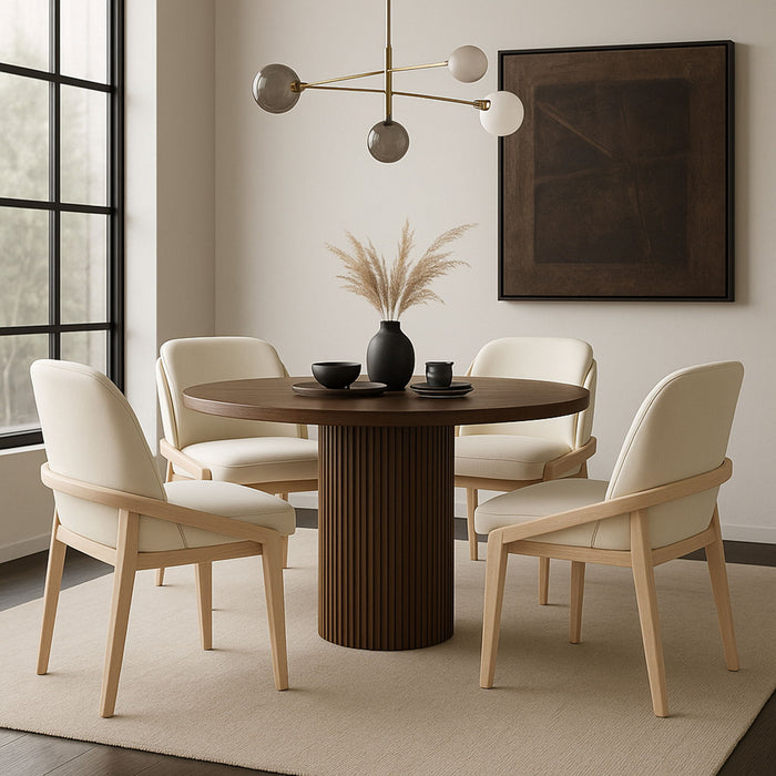 Navo - Faux Leather Upholstered Dining Chair - Natural Base - Simple Home Plus