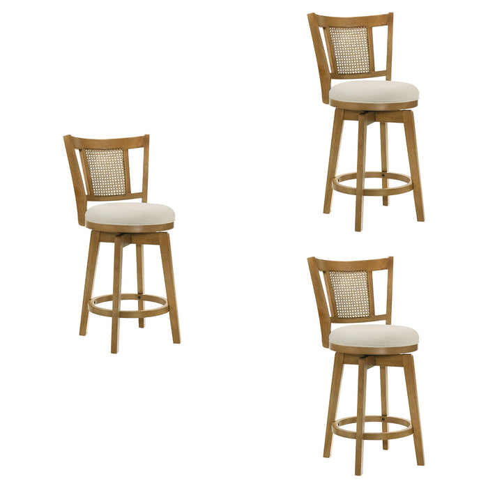 Isla - 26" Amber Glow Counter Height Rubberwood Swivel Barstool - Simple Home Plus