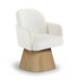 Marlowe - Linen Textured Fabric Upholstered Swivel Dining Arm Chair - Stained Natural - Simple Home Plus