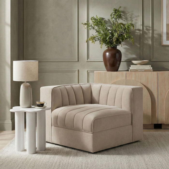Rummi - Velvet Performance Fabric Upholstered Modular Corner Chair - Simple Home Plus