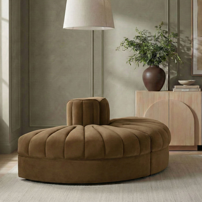 Rummi - Velvet Performance Fabric Upholstered 2 Piece  Rounded Modular Loveseat - Simple Home Plus