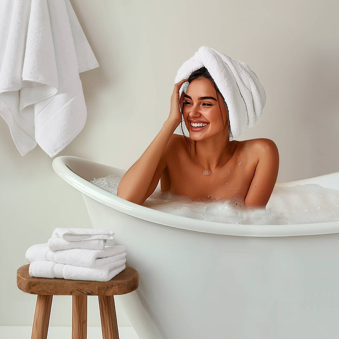 800GSM - 2 Piece Set Bath Sheet Antimicrobial - White - Simple Home Plus