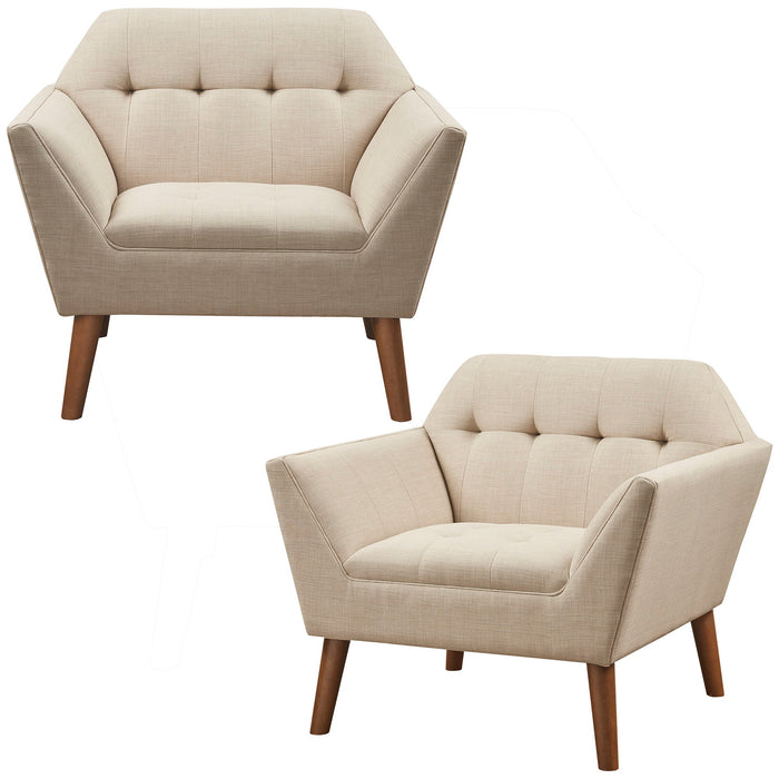 Newport - Wide Mid-Century Modern Lounge Chair (Set of 2) - Beige - Simple Home Plus