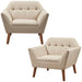 Newport - Wide Mid-Century Modern Lounge Chair (Set of 2) - Beige - Simple Home Plus