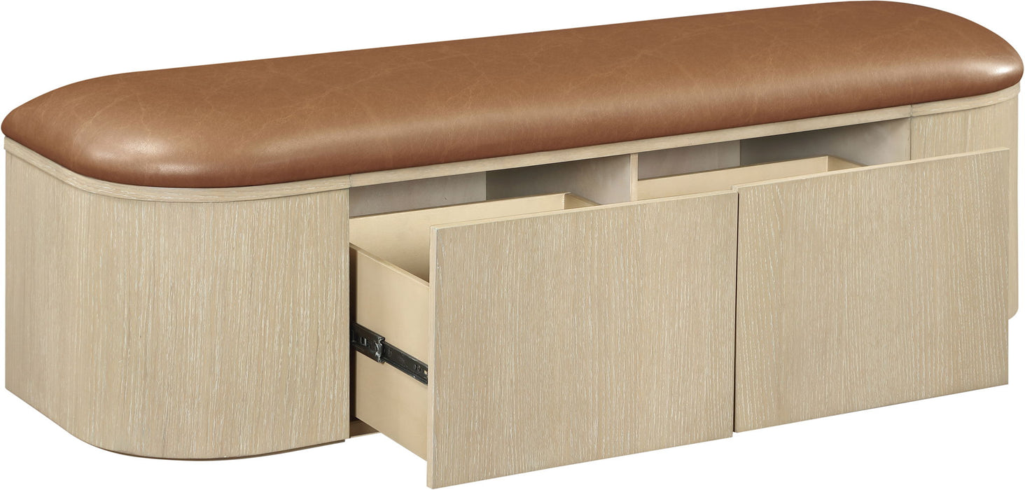 Velden - Upholstered Storage Bench With Stained Natural Base - Simple Home Plus