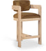 Sacha - Velvet Stool With Natural Base - Saddle - Simple Home Plus