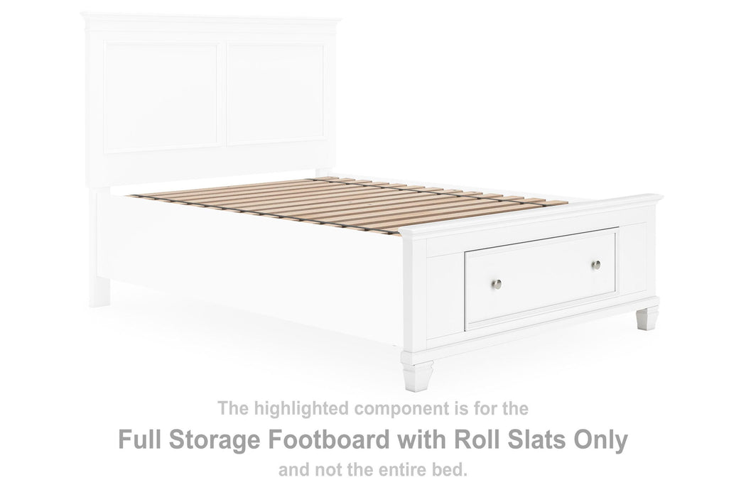 Fortman - Full Storage Footboard With Roll Slats - White - Simple Home Plus