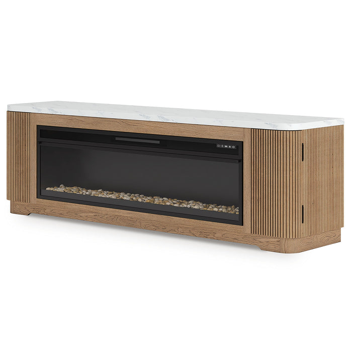 Camdill - 80" TV Stand With Electric Fireplace - Light Brown - Simple Home Plus