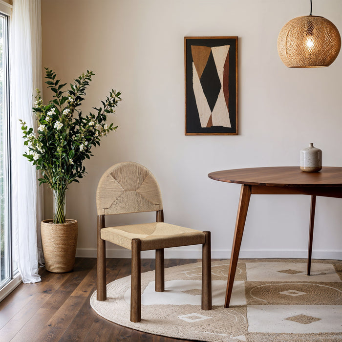 Bohemia - Woven Seagrass Cord And Solid Wood Dining Chair (Set of 2) - Beige - Simple Home Plus