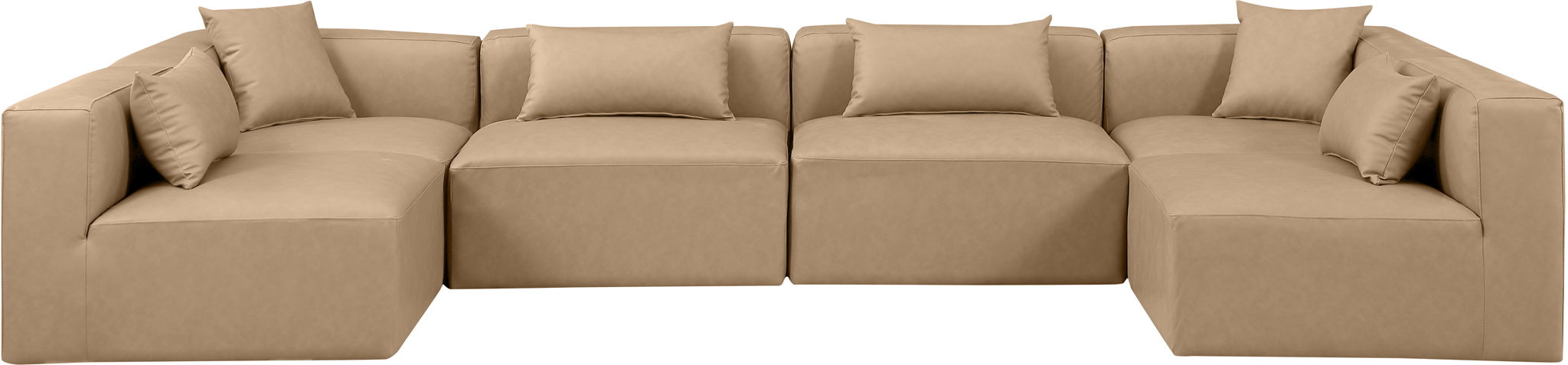 Cube - 6 Piece Modular Armless Sectional - Tan - Simple Home Plus