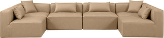 Cube - 6 Piece Modular Armless Sectional - Tan - Simple Home Plus