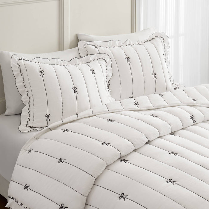 Liv - Quilt Set - White / Black - Simple Home Plus