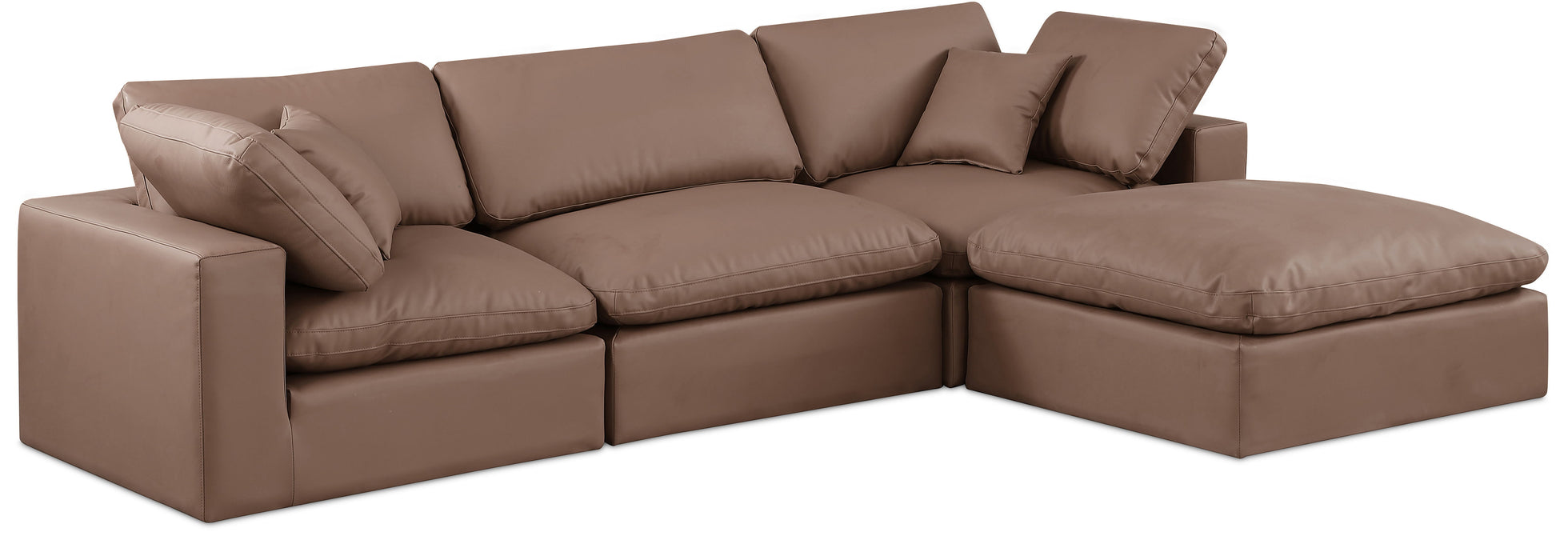 Comfy - 4 Piece Faux Leather Modular Sectional With Chaise - Simple Home Plus