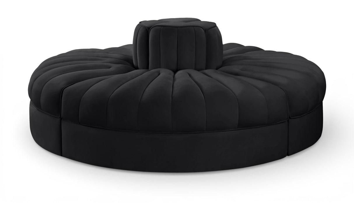 Rummi - Round Velvet Performance Fabric Upholstered 4 Piece Modular Sofa - Simple Home Plus