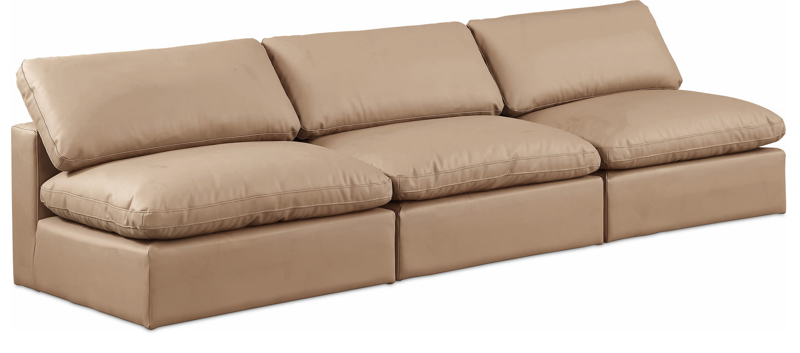 Comfy - Faux Leather Modular Armless Sofa 3 Seats - Tan - Simple Home Plus