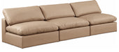 Comfy - Faux Leather Modular Armless Sofa 3 Seats - Tan - Simple Home Plus