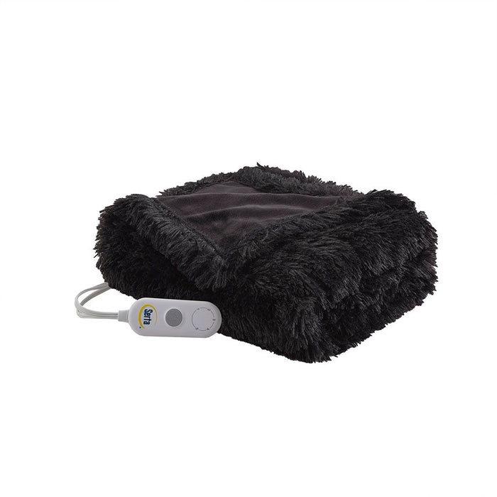 Malea - Shaggy Heated Throw - Black - Simple Home Plus