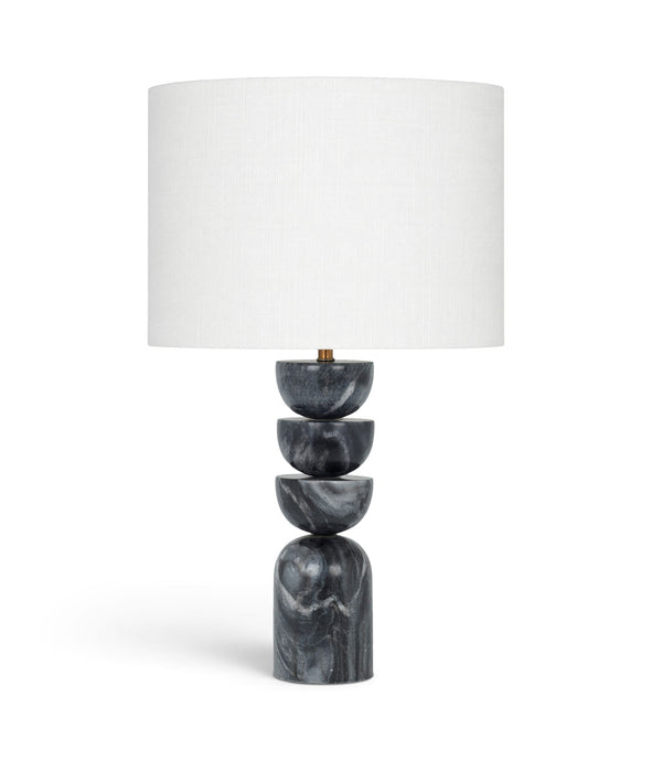 Opus - Genuine Marble, Linen Textured Fabric And Brass Table Lamp - Simple Home Plus