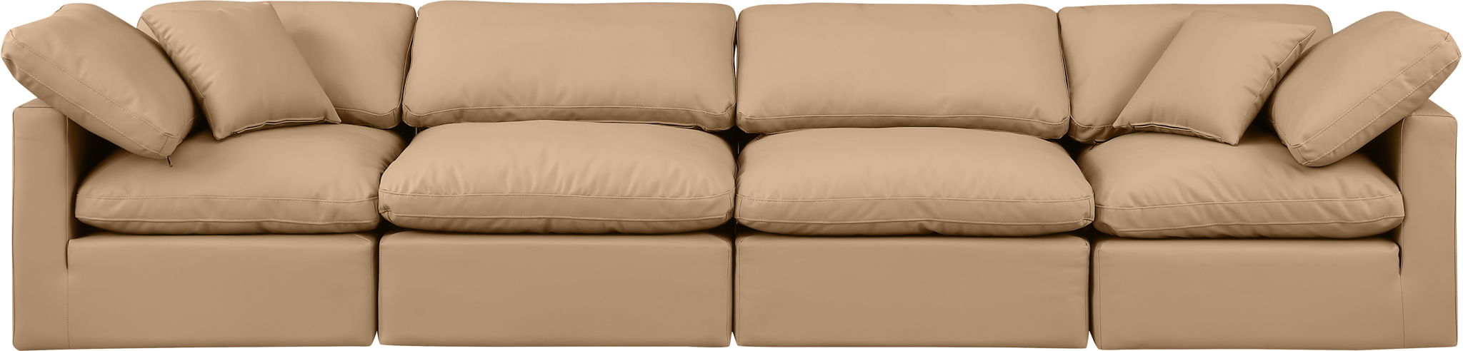 Indulge - Faux Leather 4 Piece Modular Sofa - Tan - Simple Home Plus