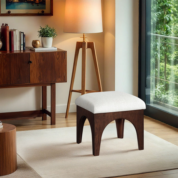 Lawson - Chenille Fabric Upholstered Ottoman - Walnut Base - Simple Home Plus