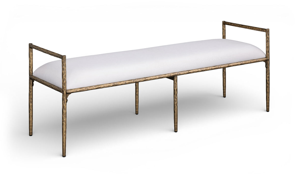 Axis - Linen Textured Cream Fabric Upholstered Bench - Simple Home Plus