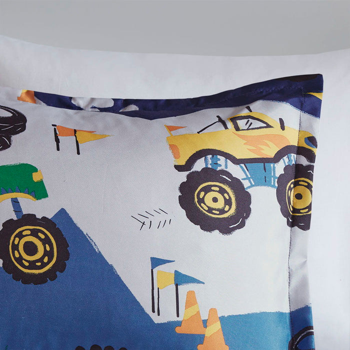 Nash - Monster Truck Comforter Set - Blue - Simple Home Plus