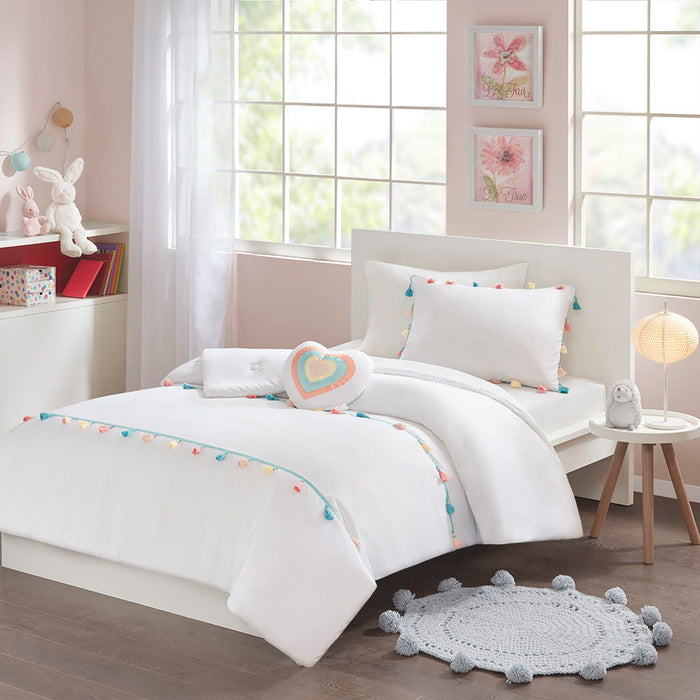 Tessa - Tassel Comforter Set - White - Simple Home Plus