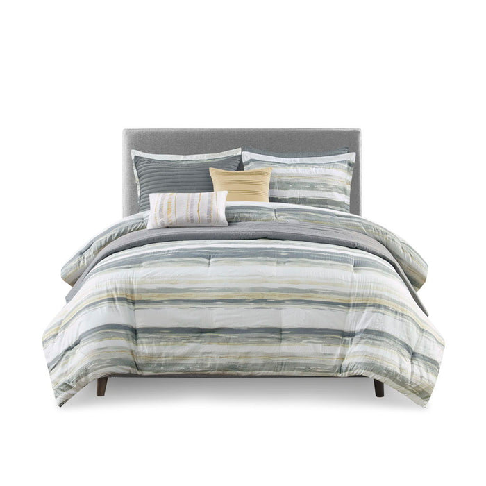 Marina - King 8 Piece Printed Comforter And Coverlet Set Collection - Sand - Simple Home Plus