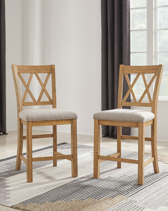 Havonplane - Brown - Upholstered Barstool (Set of 2) - Simple Home Plus