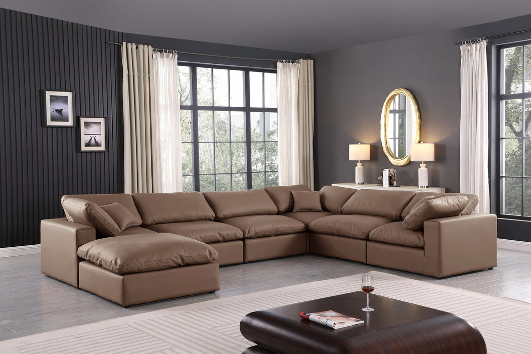 Comfy - 7 Piece Faux Leather Modular Sectional With Chaise - Simple Home Plus