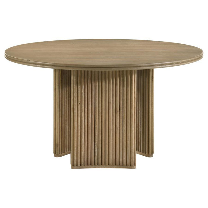 Adina - 53" Round Wood Dining Table - Distressed Light Brown - Simple Home Plus