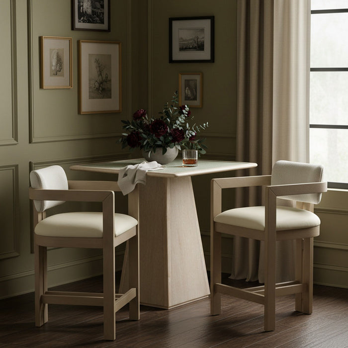 Ravina - Upholstered Counter Stool With Stained Natural Base - Simple Home Plus