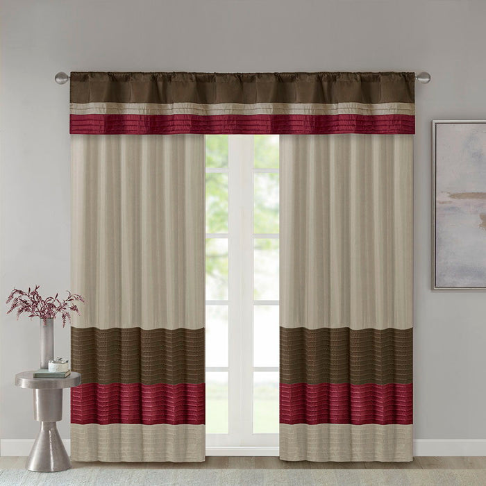 Amherst - Polyoni Pintuck Window Valance - Red - Simple Home Plus