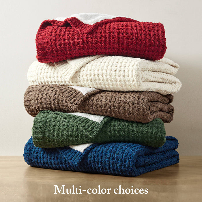 Rowan - Waffle Knit Chenille Throw - Brown - Simple Home Plus
