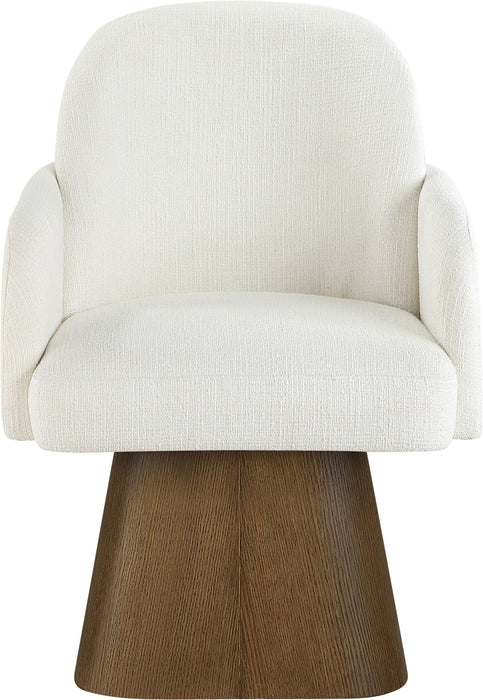 Marlowe - Linen Textured Fabric Upholstered Swivel Dining Arm Chair - Stained Brown - Simple Home Plus