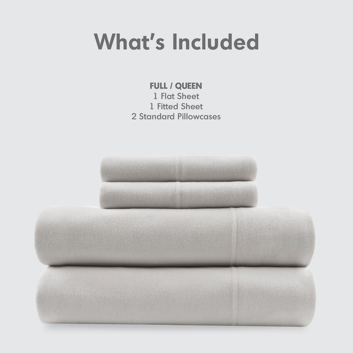 Blend Jersey Knit - 4 Piece Queen All Season Sheet Set - Gray - Simple Home Plus