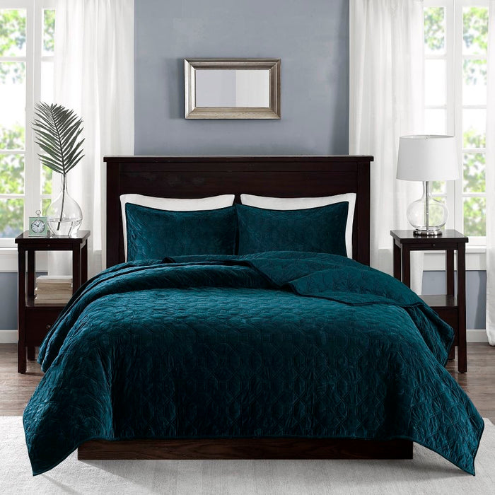 Harper - Reversible 3 Piece Coverlet Set - Teal - Simple Home Plus