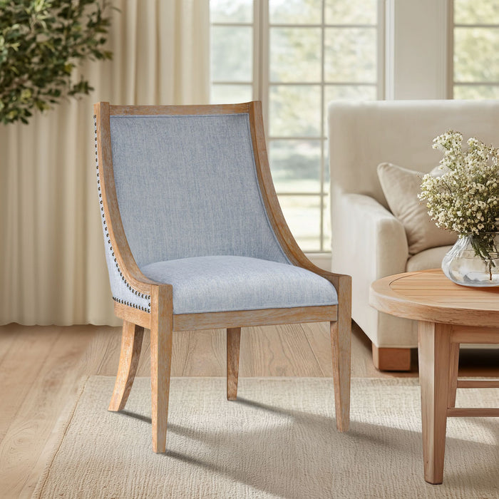 Elmcrest - Upholstered Dining Chair With Nailhead Trim - Light Blue - Simple Home Plus