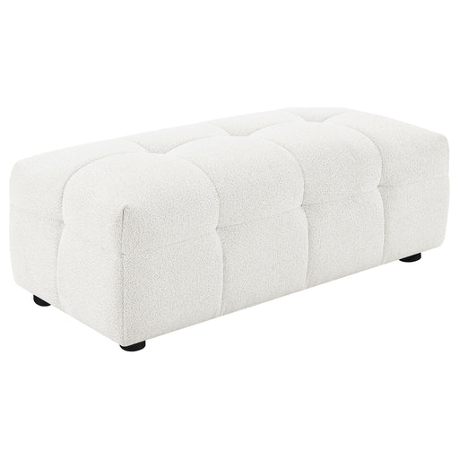 Everly - Boucle Upholstered Rectangular Ottoman - White - Simple Home Plus