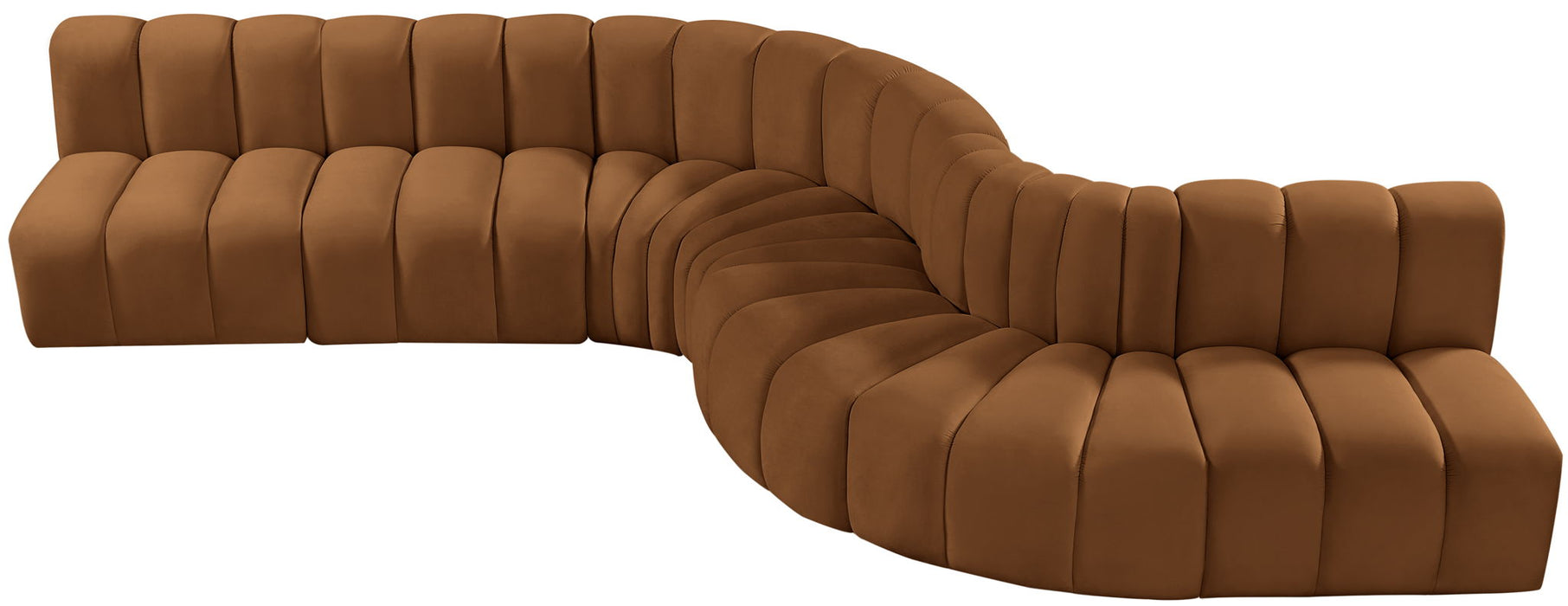 Arc - Velvet 7 Piece Modular Sofa - Saddle - Simple Home Plus