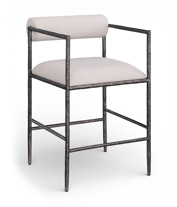 Axis - Linen Textured Beige Fabric Upholstered Counter Stool (Set of 2) - Simple Home Plus