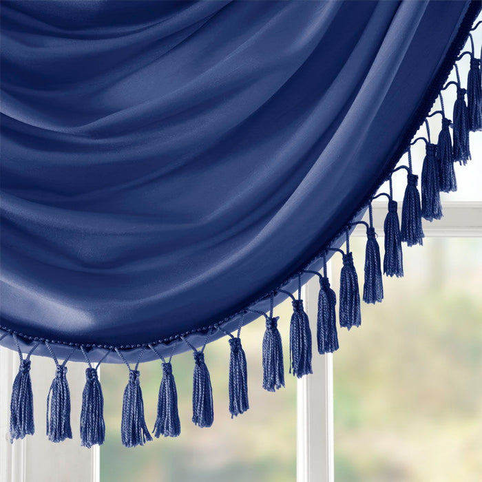 Elena - Waterfall Embellished Valance - Navy - Simple Home Plus