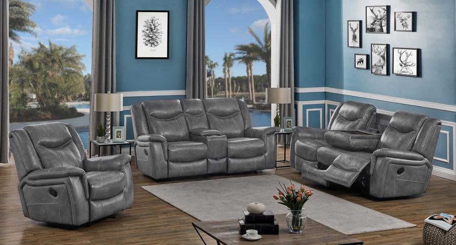 Conrad - Upholstered Padded Arm Motion Sofa Set - Simple Home Plus