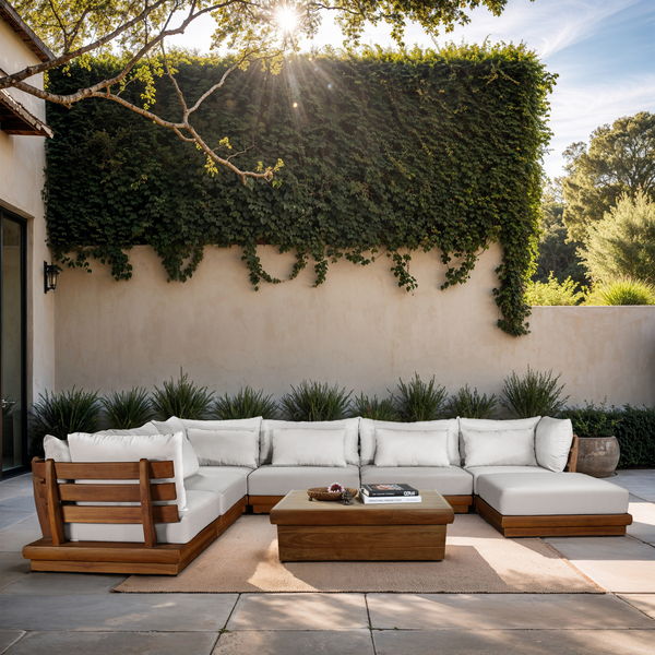 Mirella - 7 Piece Water Resistant Fabric Upholstered Outdoor Patio Modular Sectional